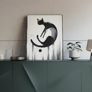 Modern Abstract Cat Stretched Canvas Wall Art