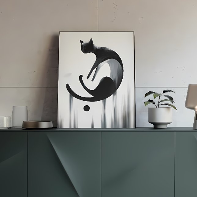 Modern Abstract Cat Stretched Canvas Wall Art  (Creator Uploaded)