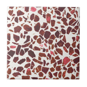 Modern Abstract Cherry Red Marble Stone Terrazzo Tile