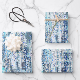 Modern abstract chic blue tones canvas print wrapping paper sheet