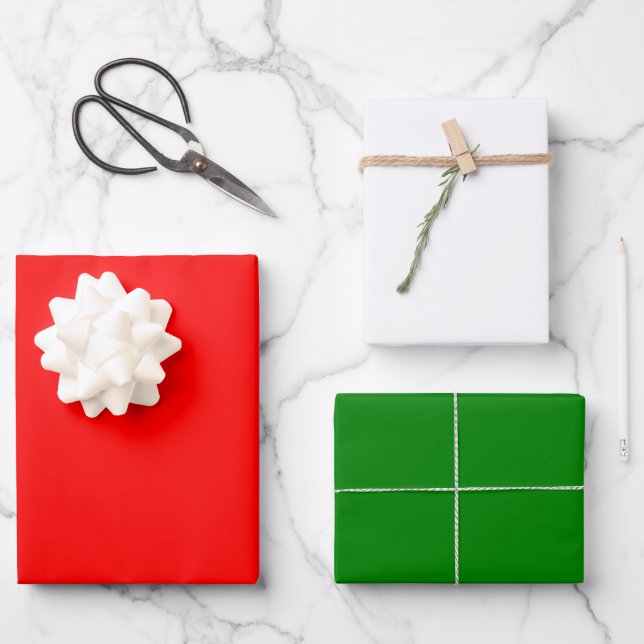 Modern Abstract Christmas Red Green White Wrapping Paper Sheet (Front)