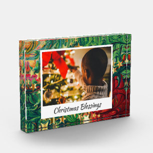 Modern Abstract CHRISTMAS STARS Photo Keepsake Block