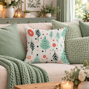Modern Abstract Christmas Trees Throw Pillow Art