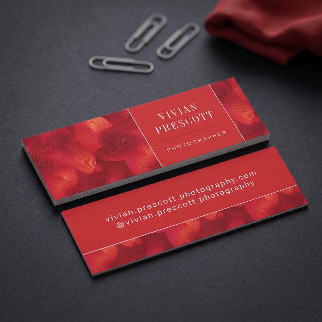 Modern Abstract Circle Pattern Design Mini Business Card (Simulated business cards on table)