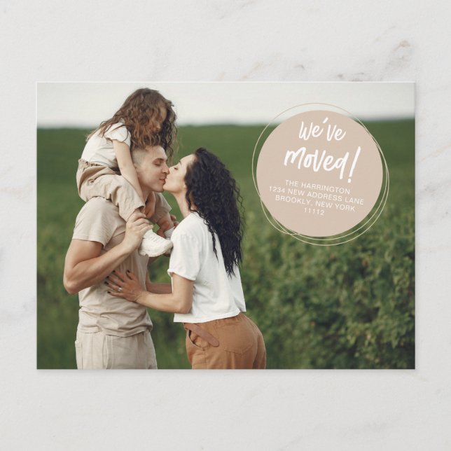 Modern Abstract Circles Photo Moving Postcard (Front)