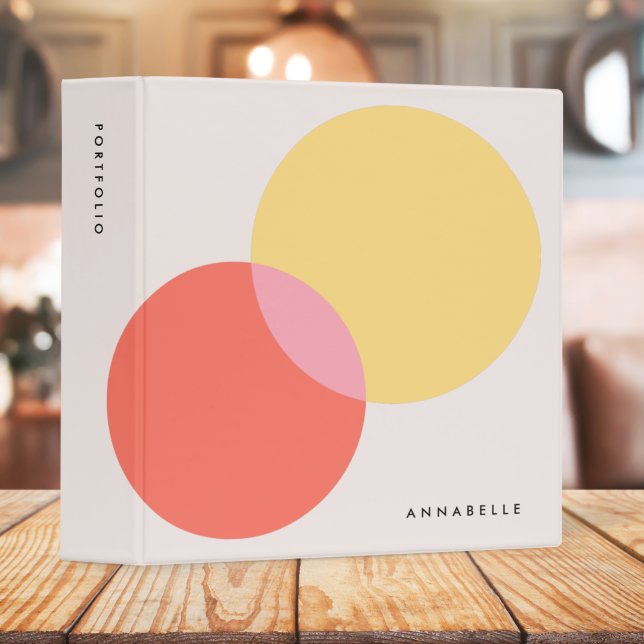 Modern Abstract Circles Red Yellow Pink Minimalist Binder (Creator Uploaded)
