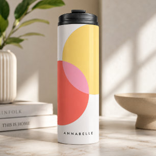Modern Abstract Circles Red Yellow Pink Minimalist Thermal Tumbler