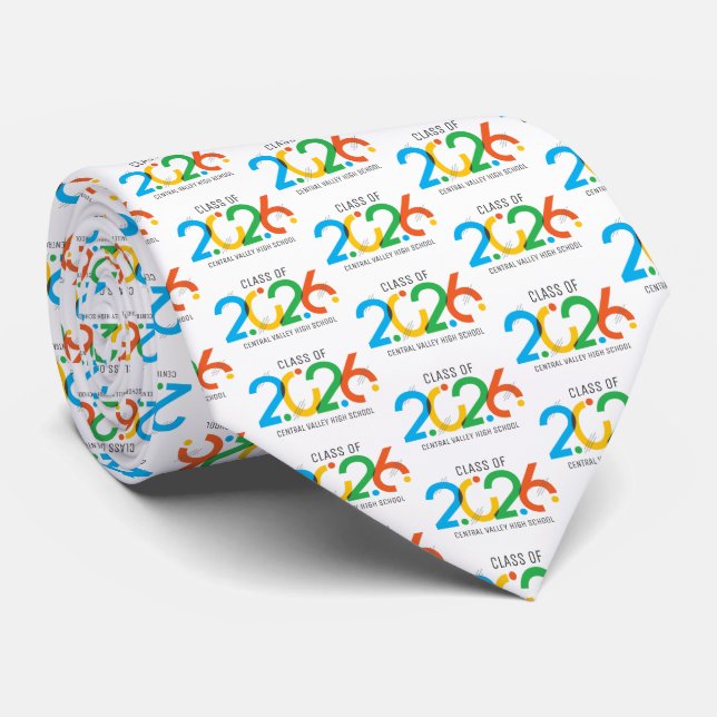 Modern Abstract Class of 2026 Tie (Rolled)
