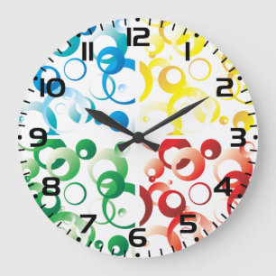 Modern Abstract Colorful Bubbles Geometric Pattern Large Clock