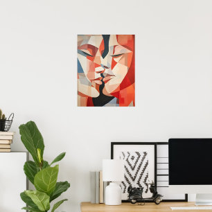 Modern Abstract Colorful Couple kissing Poster