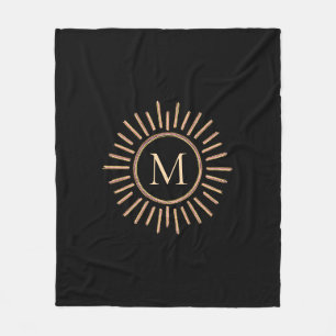 Modern Abstract Colorful Monogram Yellow Gold Fleece Blanket