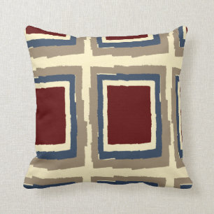 Modern Abstract Colour Block, Burgundy Cream Slate Throw Pillow