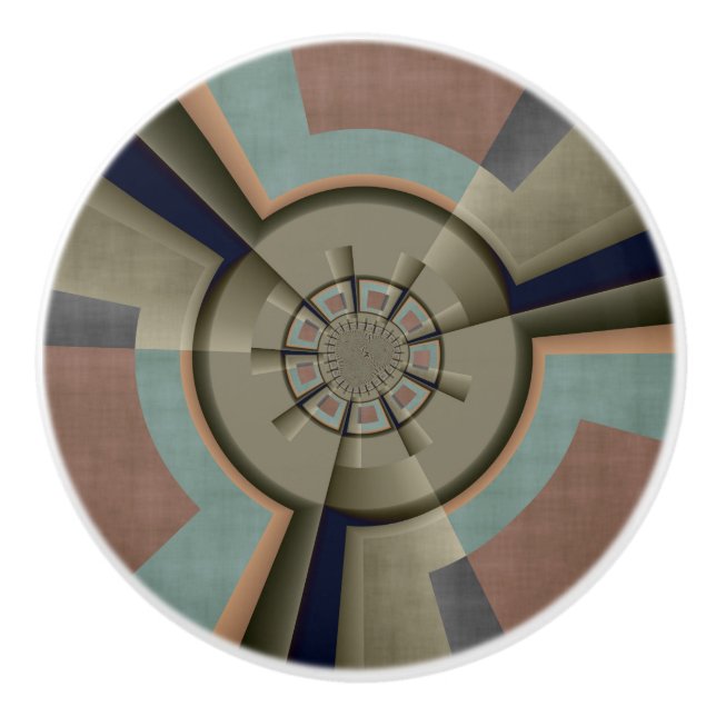 Modern Abstract Colour Harmony Fractal Art Graphic Ceramic Knob (Front)