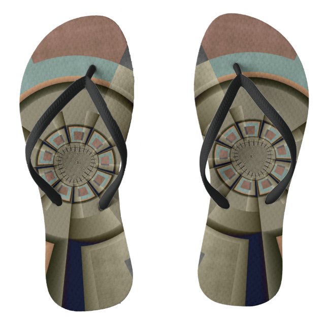 Modern Abstract Colour Harmony Fractal Art Graphic Flip Flops (Footbed)