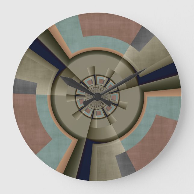 Modern Abstract Colour Harmony Fractal Art Graphic Large Clock (Front)