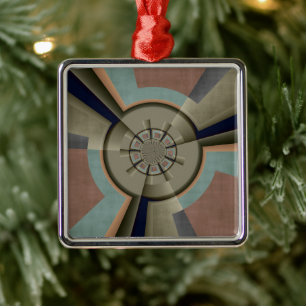 Modern Abstract Colour Harmony Fractal Art Graphic Metal Ornament