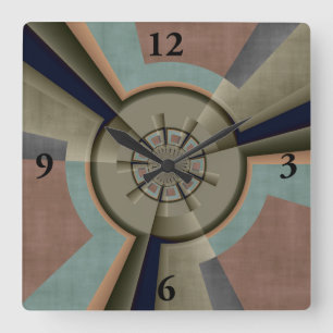 Modern Abstract Colour Harmony Fractal Art Graphic Square Wall Clock
