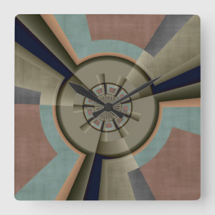 Modern Abstract Colour Harmony Fractal Art Graphic Square Wall Clock