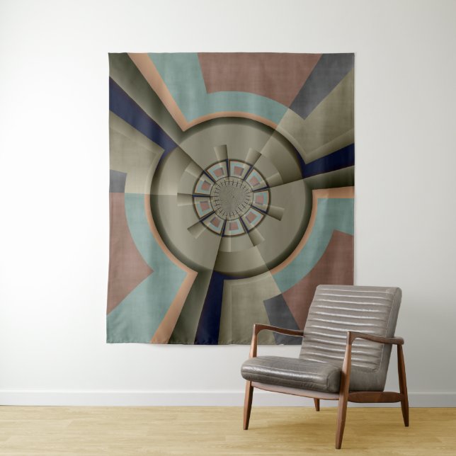 Modern Abstract Colour Harmony Fractal Art Graphic Tapestry (In Situ)
