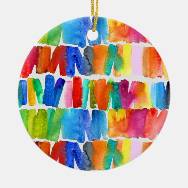 Modern abstract colour riot crazy colours ceramic ornament (Front)