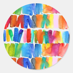 Modern abstract colour riot crazy colours classic round sticker