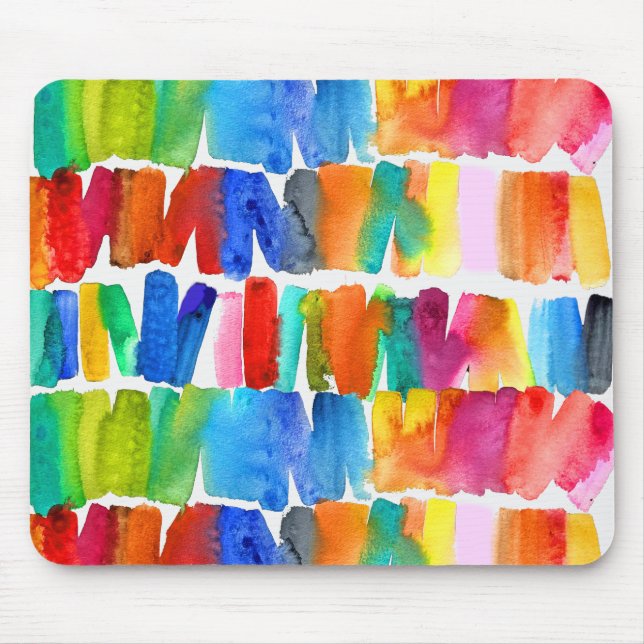 Modern abstract colour riot crazy colours mouse pad (Front)
