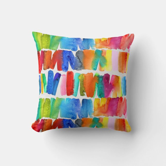 Modern abstract colour riot crazy colours throw pillow (Front)