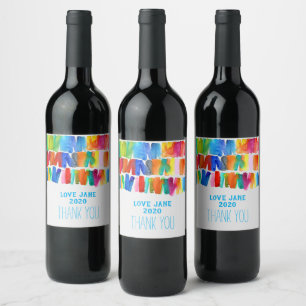 Modern abstract colour riot crazy colours wine label