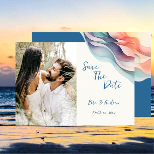 Modern Abstract Colour Wave, Photo Save The Date