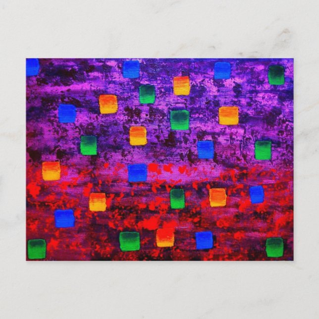 Modern Abstract Colourful Acrylic Painting Postcard (Front)