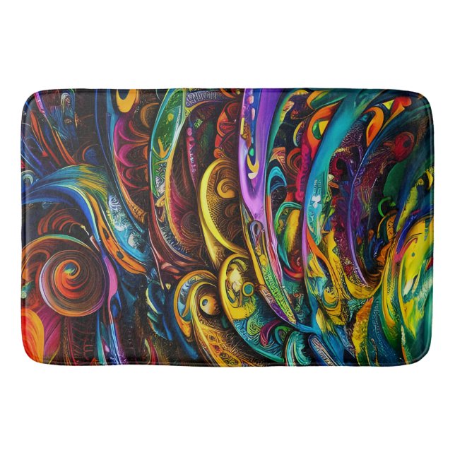 Modern Abstract Colourful  Bath Mat (Front)