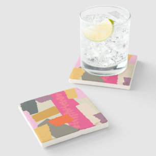 Modern Abstract Colourful Colour Blocks Stone Coaster