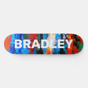 Modern Abstract Colourful Custom Personalized Name Skateboard
