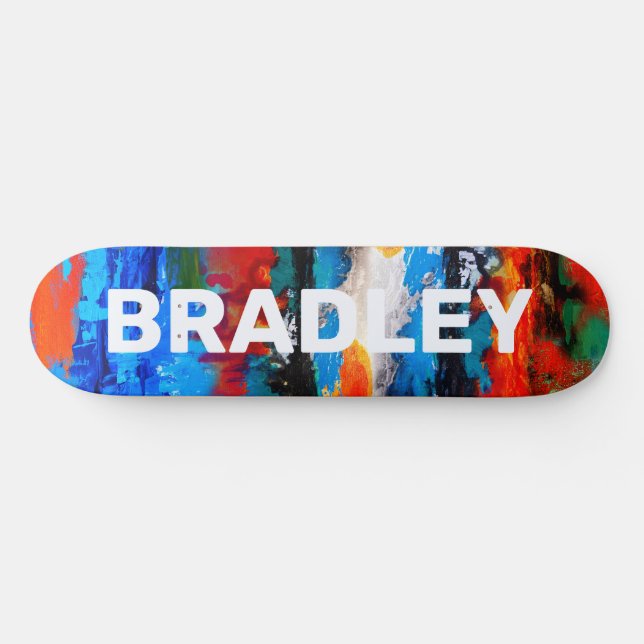 Modern Abstract Colourful Custom Personalized Name Skateboard (Horz)