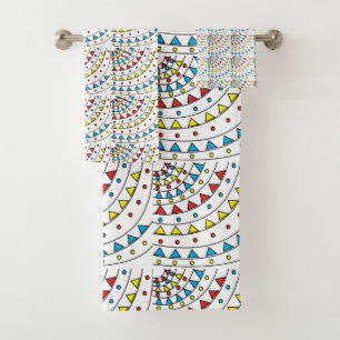 Modern Abstract Colourful Geometric Pattern Bath Towel Set