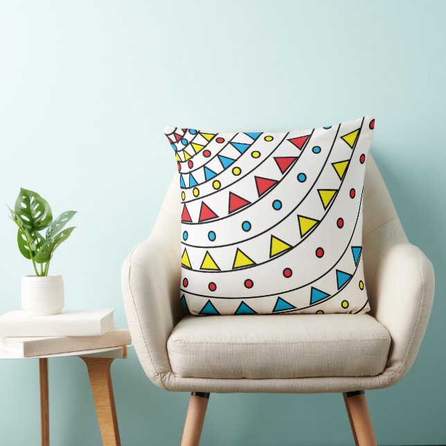 Modern Abstract Colourful Geometric Pattern Throw Pillow (Chair)