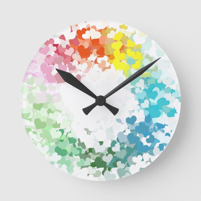 Modern Abstract Colourful Hearts Blank Template Round Clock (Front)