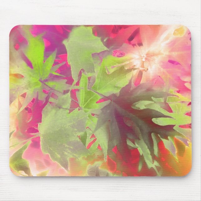 Modern Abstract Colourful Leaves Mouse Pad (Front)