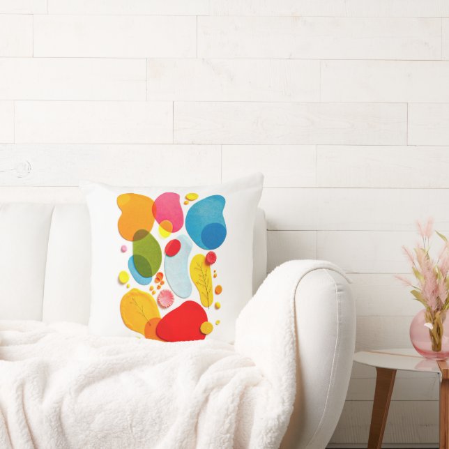 Modern Abstract Colourful Organic Shapes Pop Art Throw Pillow (Couch)