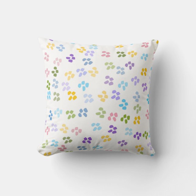modern abstract colourful painted pattern on white throw pillow (Front)