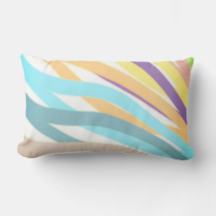 modern abstract colourful painted stripes on white lumbar pillow