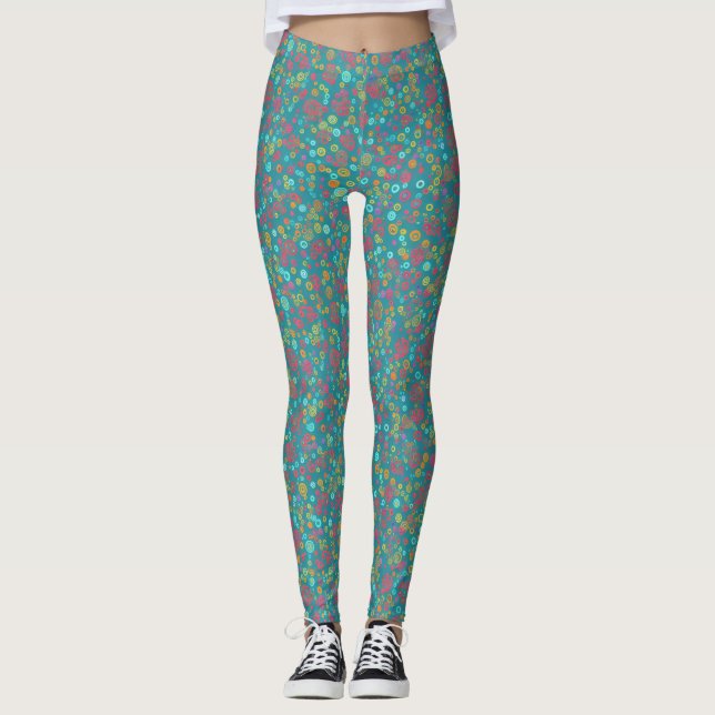 Modern Abstract Colourful  Pastel Circles Dots Tea Leggings (Front)