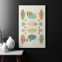Modern Abstract Colourful Shapes, Mid Century