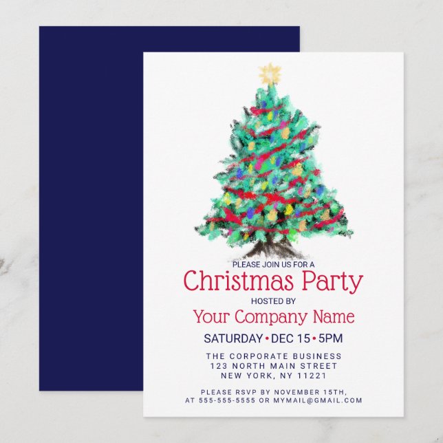 Modern Abstract Colourful Tree Corporate Christmas Invitation (Front/Back)