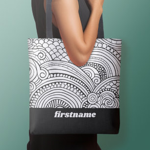 Modern Abstract Colouring Shapes - BW Tote Bag