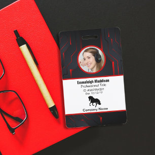 Modern Abstract Company Employee Id   Red Black Badge