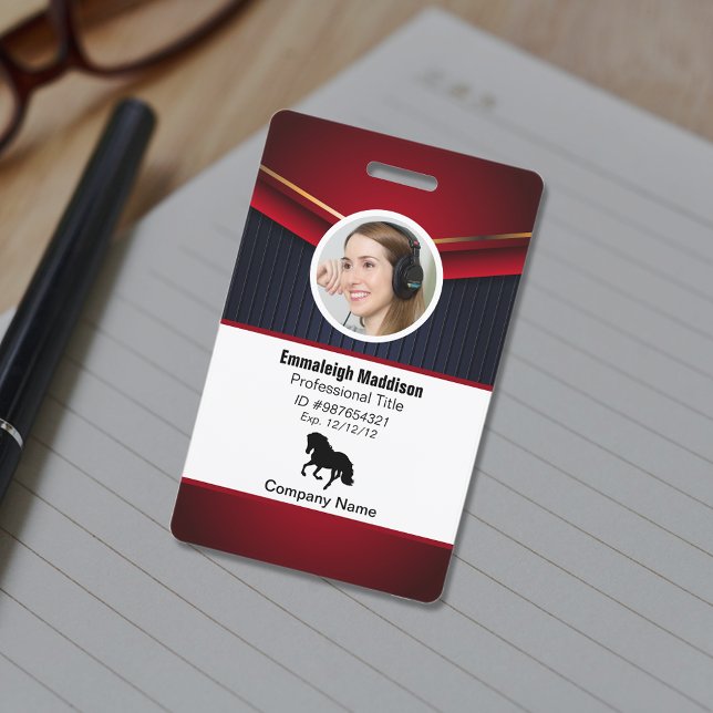 Modern Abstract Company Employee Id | Red Navy Badge (Creator Uploaded)