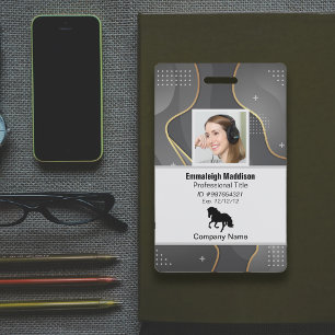 Modern Abstract Company Employee Id Silver Grey Badge