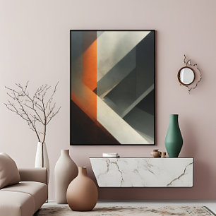 Modern Abstract Concrete Orange Accent Poster