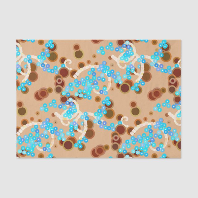 Modern Abstract Confetti Print, Aqua and Brown Tissue Paper (Front)